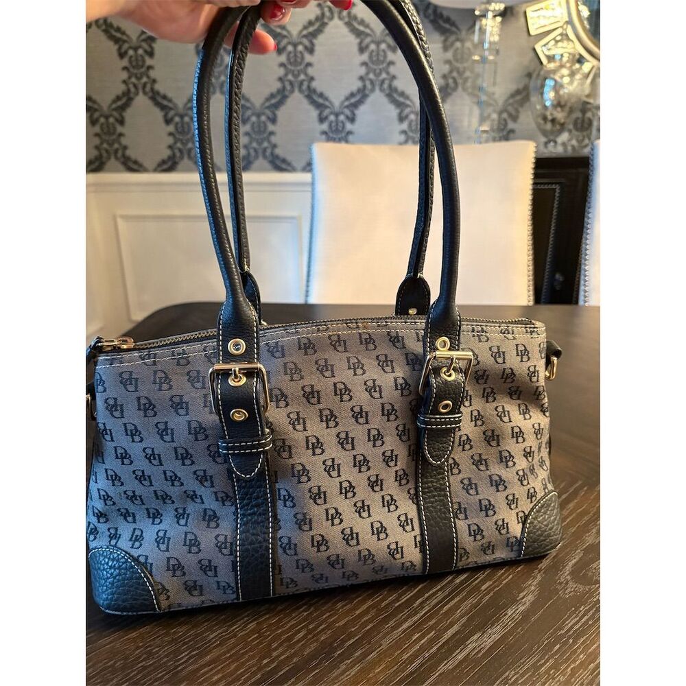 Dooney & Bourke Vintage Classic Women's Monogram Canvas Shoulder Bag Black/Gray - Picture 6 of 11